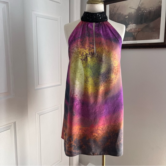 NEIMAN MARCUS SILK HALTER MINI DRESS - Picture 3 of 14